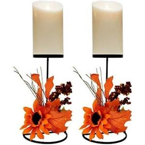 2 Pack Fall Thanksgiving Candle Holders Harvest Maple Leaves Dining Table Decor